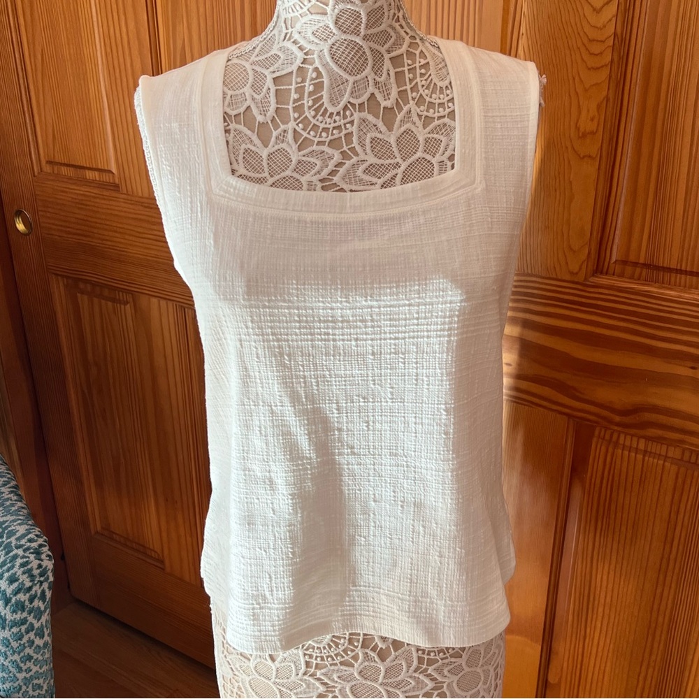 Anthropologie White Squareneck Tank Top